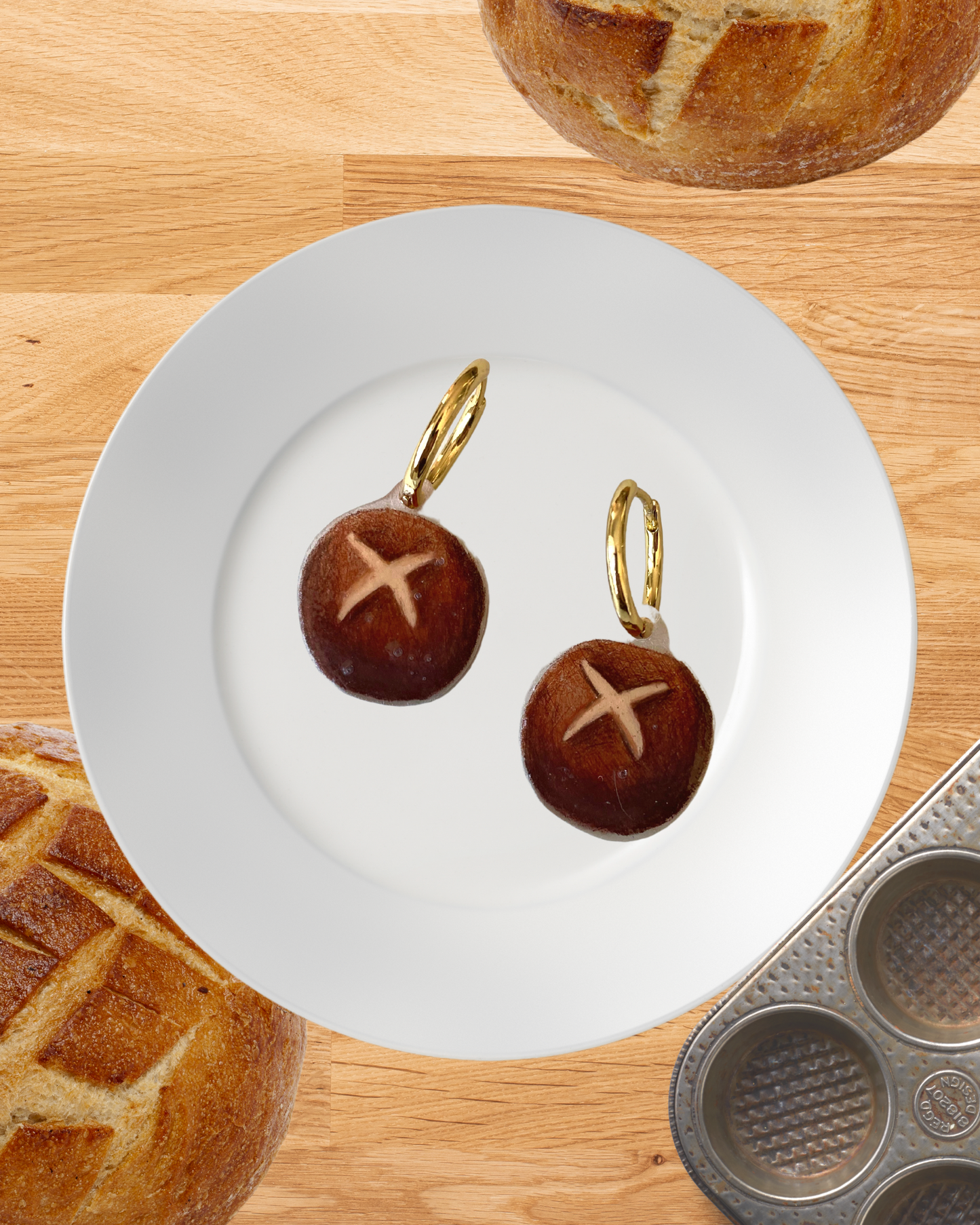 hot cross buns earrings