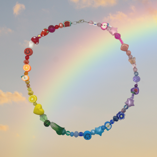 rainbow beaded choker