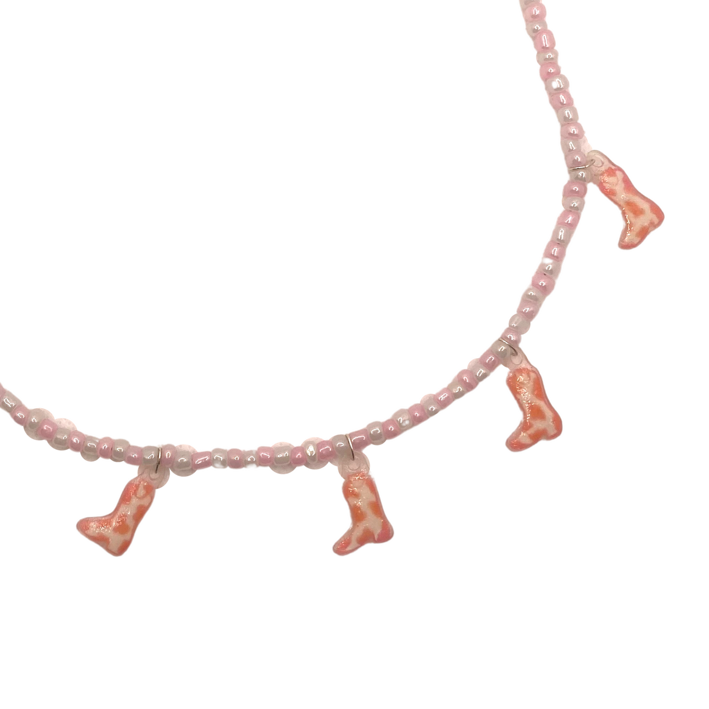 pink boots necklace